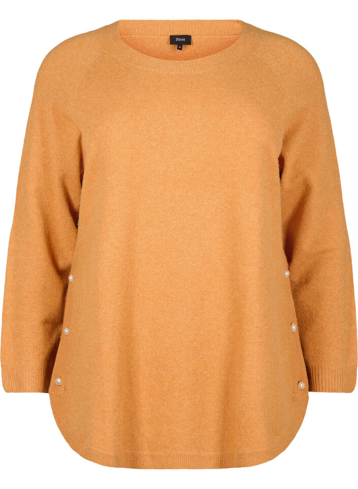 Knitted blouse with bead details, Yam White Mel., Packshot image number 0