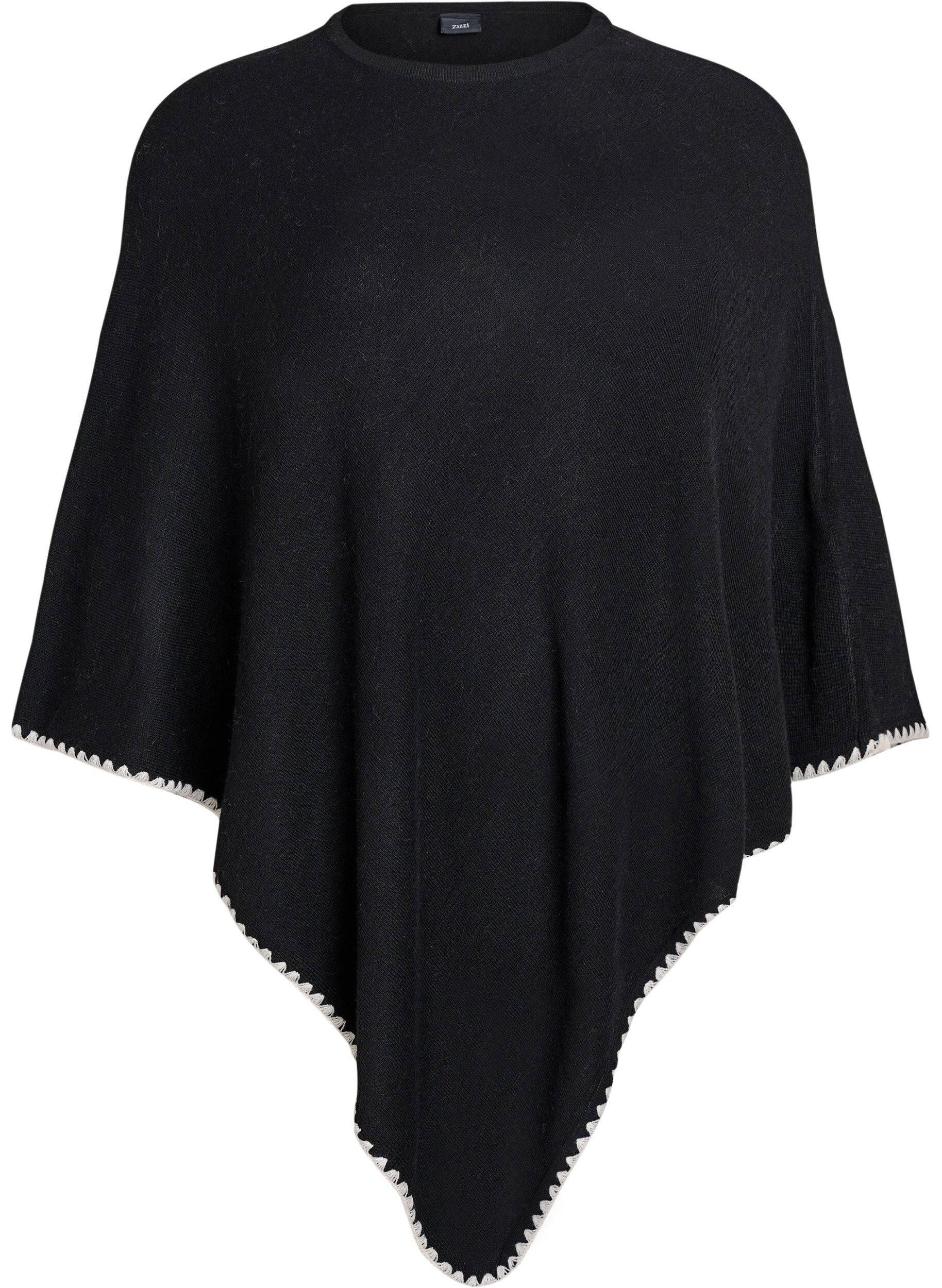 Zizzifashion Fine-knit poncho, Black, Packshot image number 0