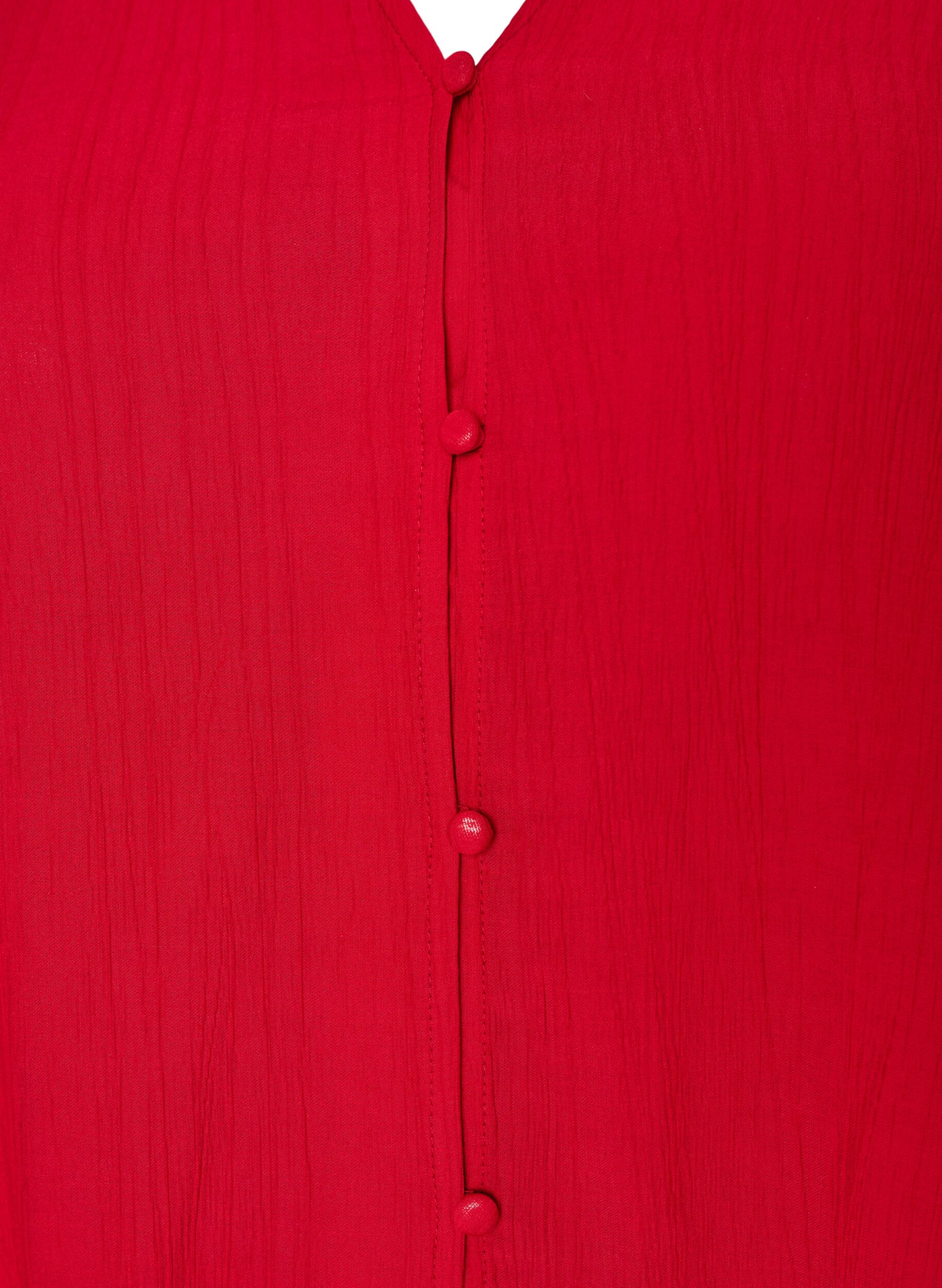 Zizzifashion Loose tunic with crinkled texture and ruffle hem, Red, Packshot image number 2