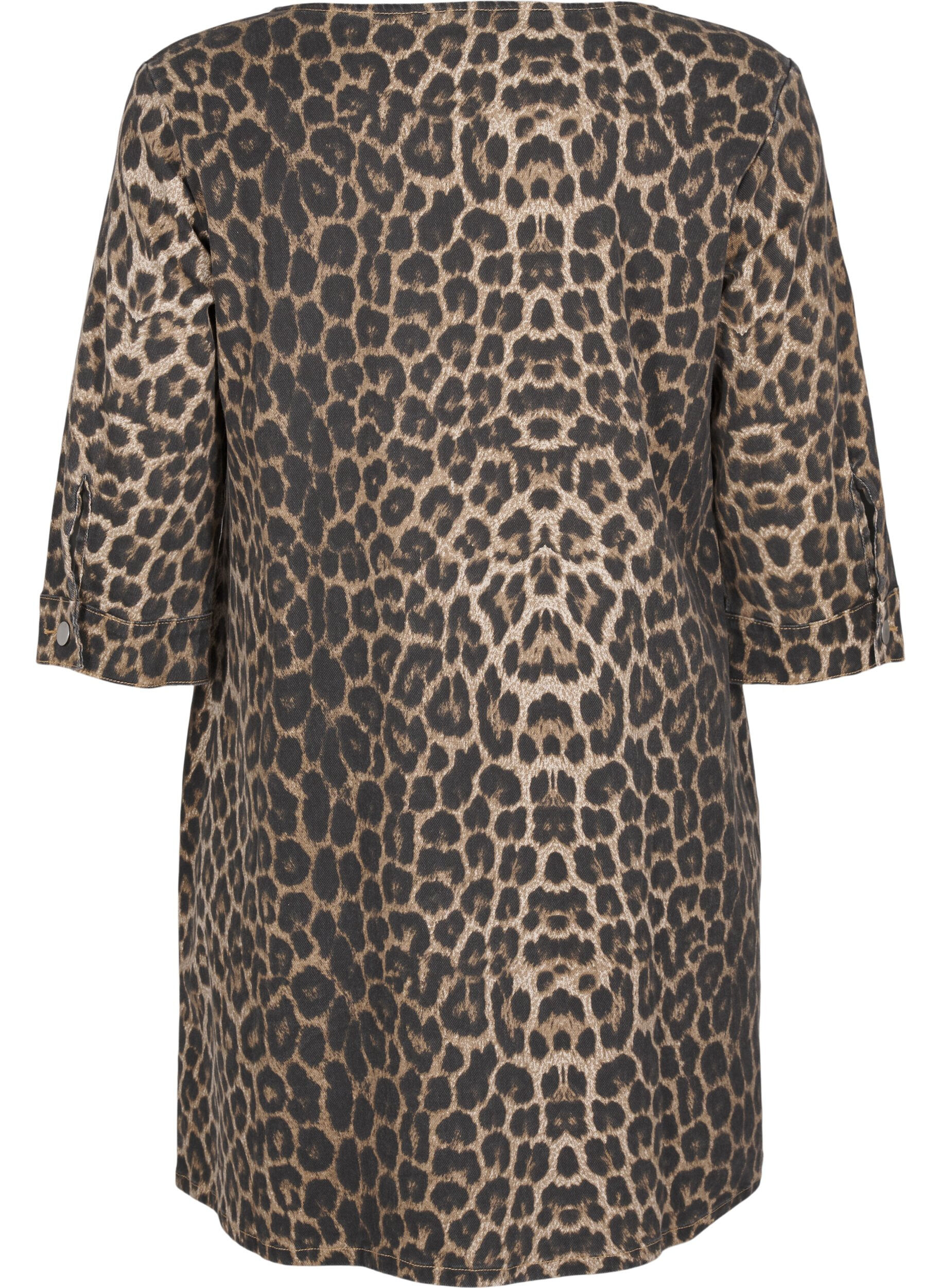Zizzifashion Denim dress with leopard print, Brown, Packshot image number 1