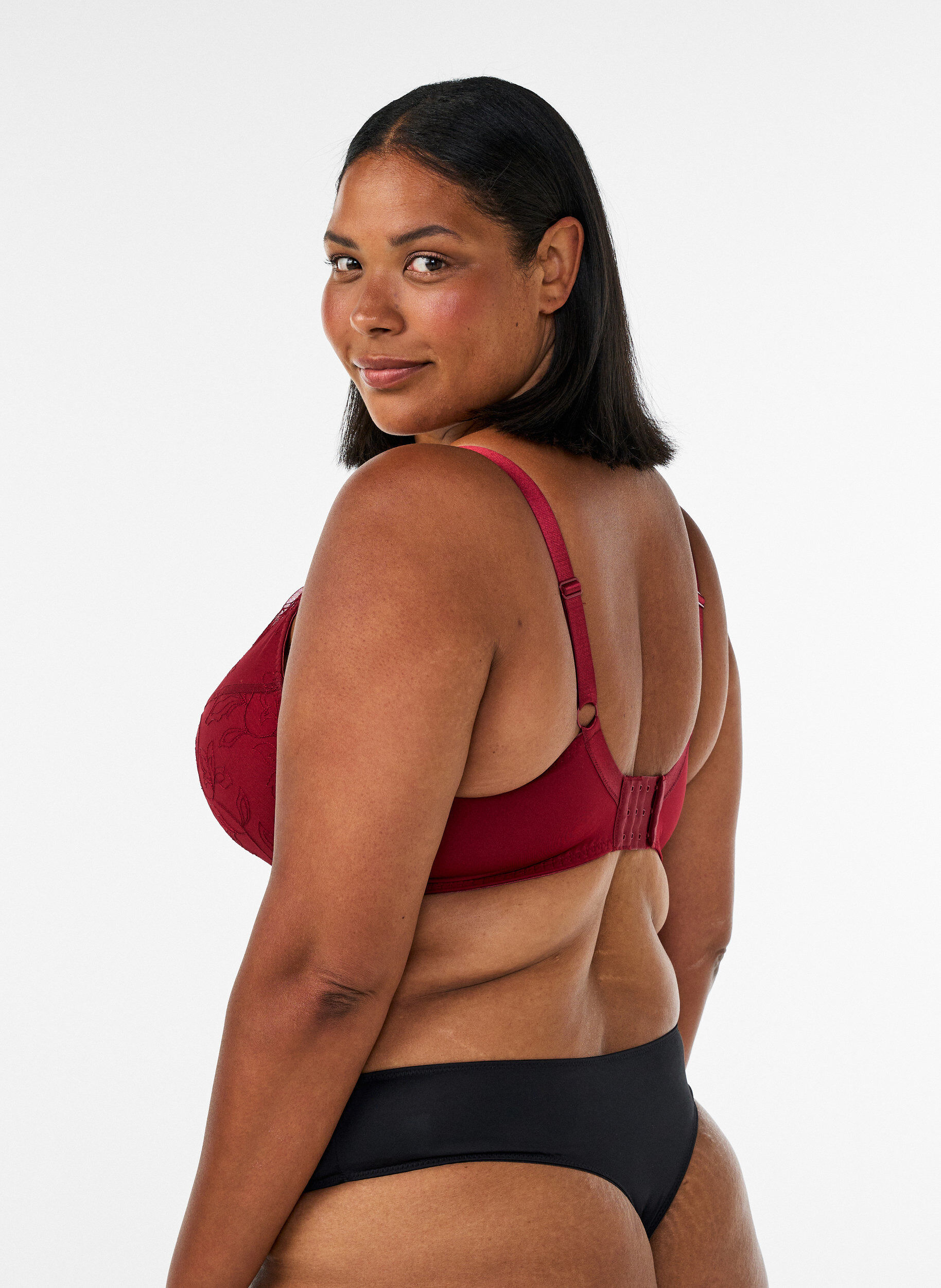 ZizzifashionPadded lace bra with underwire, Red, Model image number 2