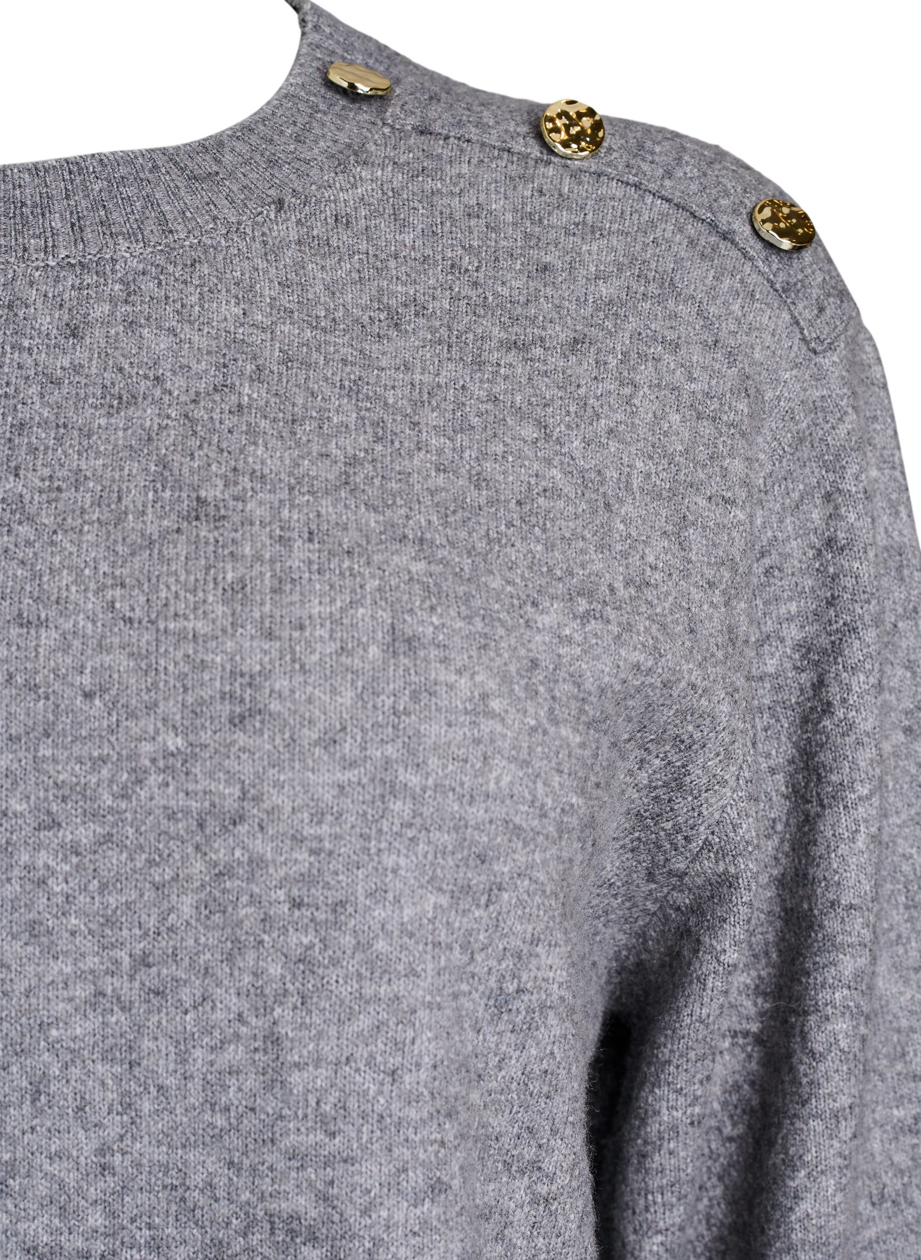 Zizzifashion Knit blouse with button detail, Grey, Packshot image number 2