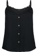 Strap top with lace trim and buttons, Black, Packshot image number 0