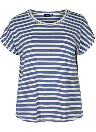 Striped t-shirt in cotton, Twilight Blue Stripe, Packshot image number 0