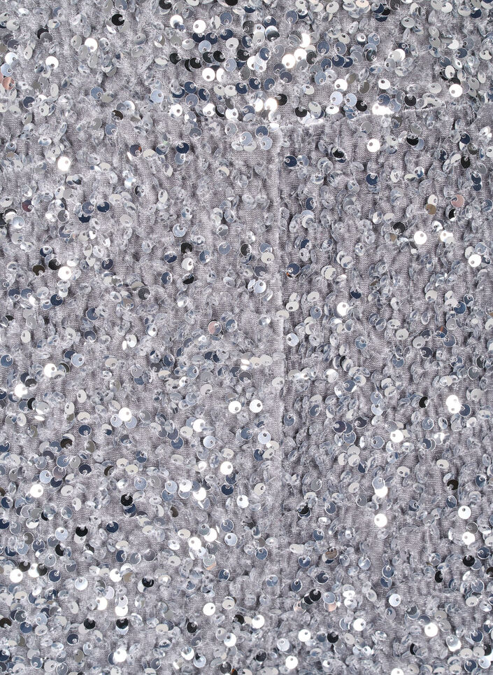 Loose sequin trousers with high waist, Silver, Packshot image number 2