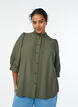 Blouse with 3/4 sleeves and decorative pleats, Green, Model image number 0