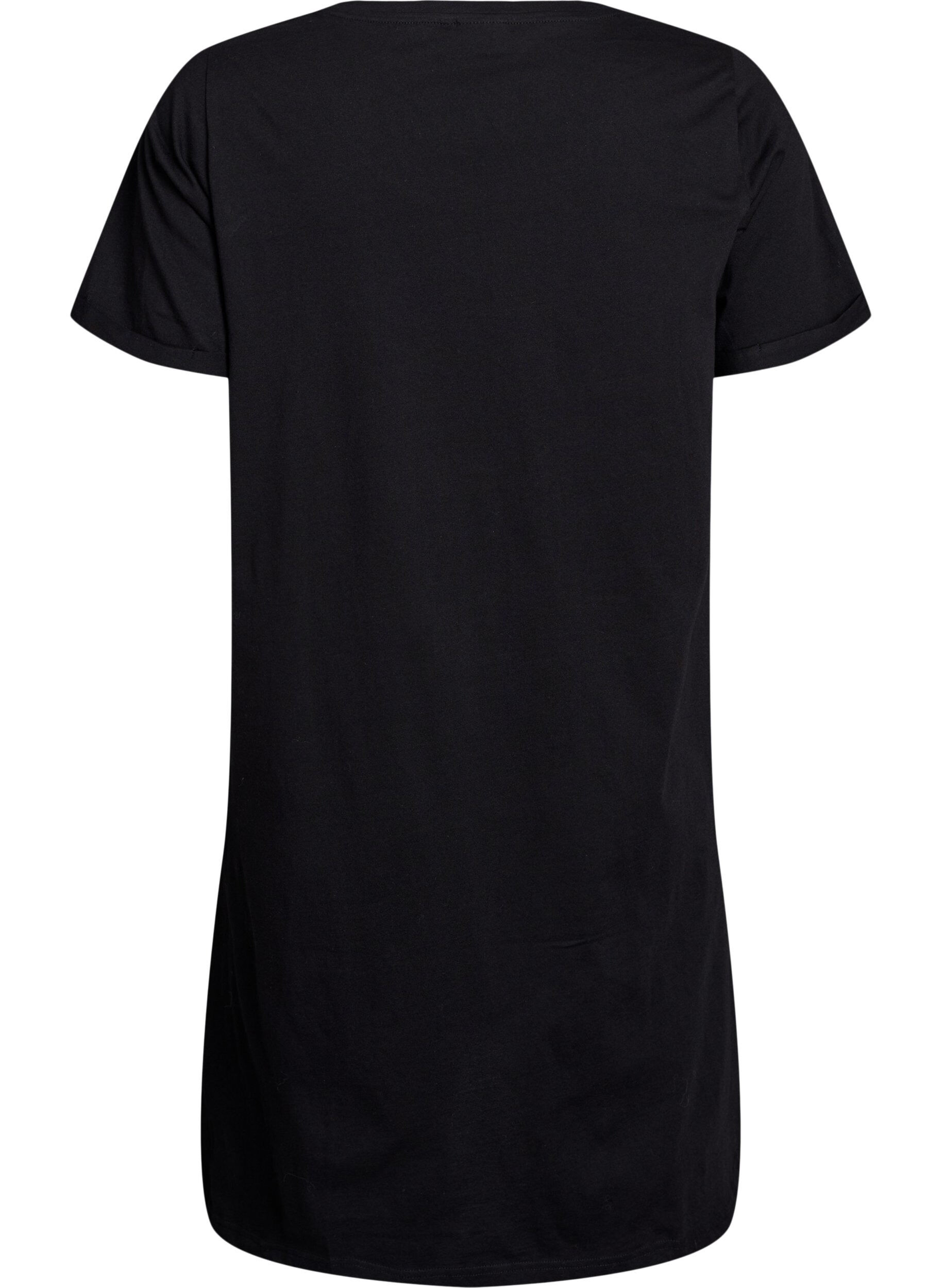 Zizzifashion Short-sleeved nightgown in organic cotton, Black, Packshot image number 1