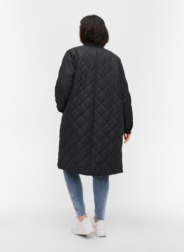 Quilted jacket with pockets and slits, Black, Model image number 1