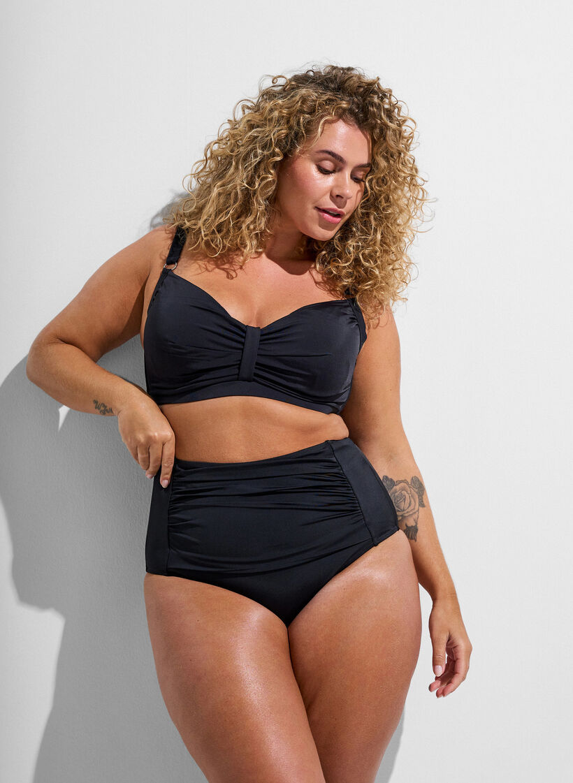 High waisted bikini bottom, Black, Model image number 0