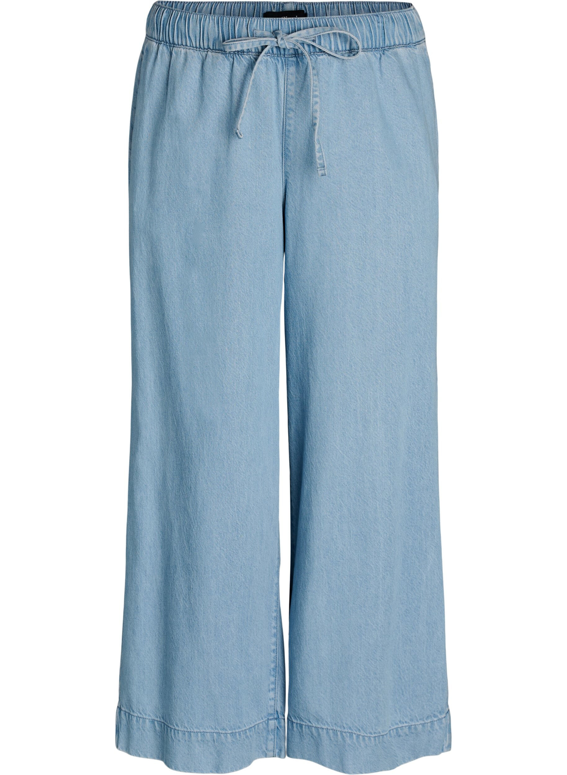 Zizzifashion Wide-leg denim joggers with a high waist, Light Blue, Packshot image number 0