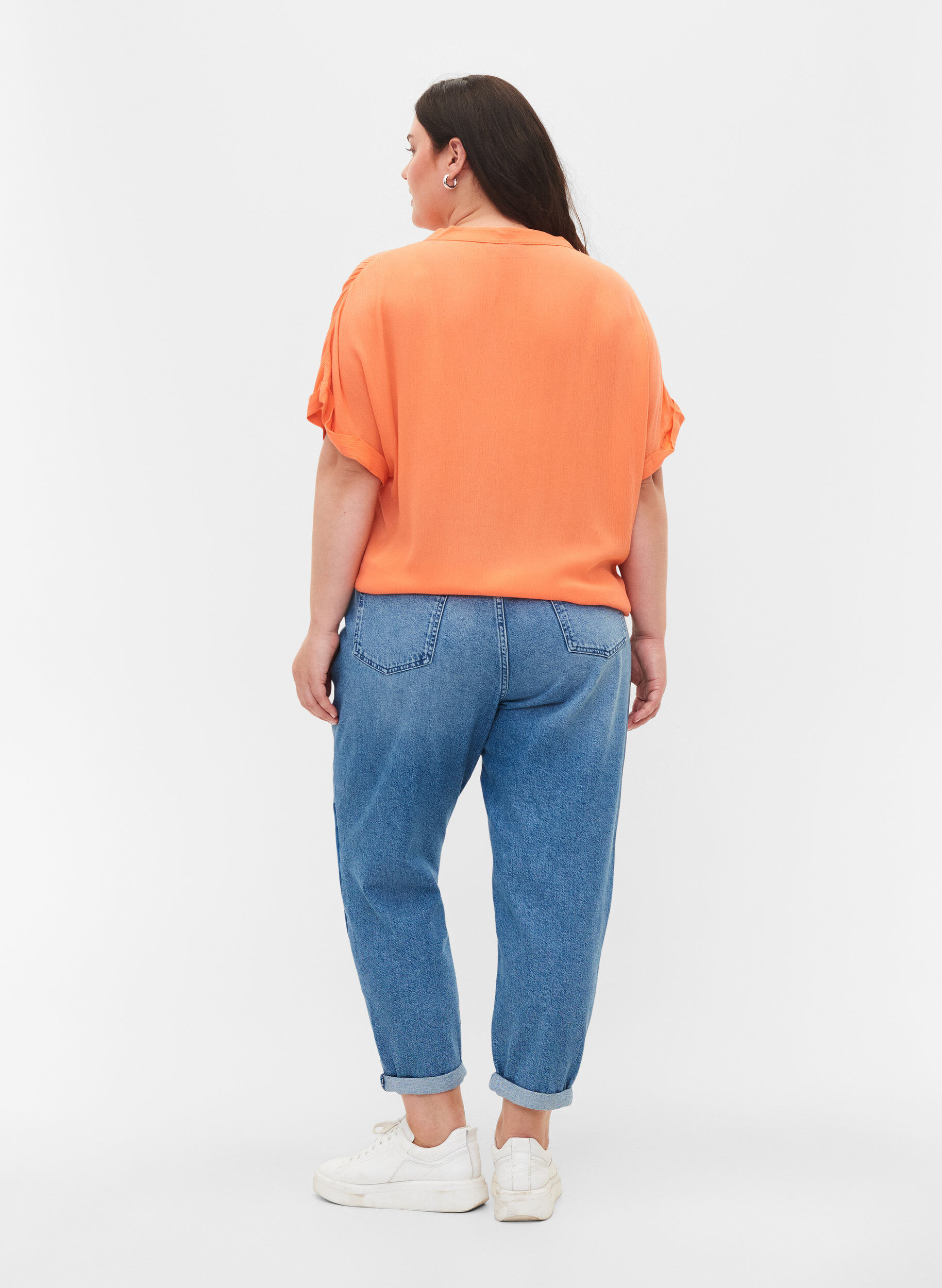 Zizzifashion Mille mom-fit jeans with colour-blocking, Blue Denim Comb, Model image number 1