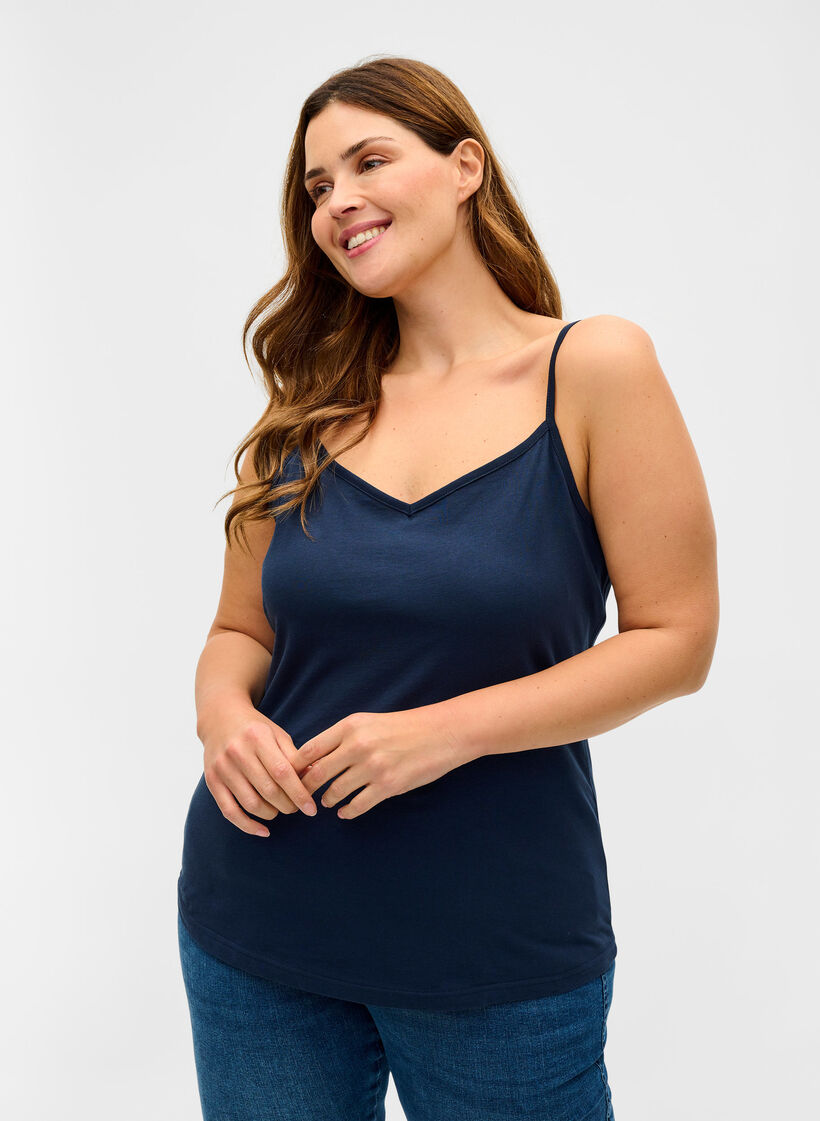 Cotton basic top 2-pack, Black/Navy B, Model image number 0