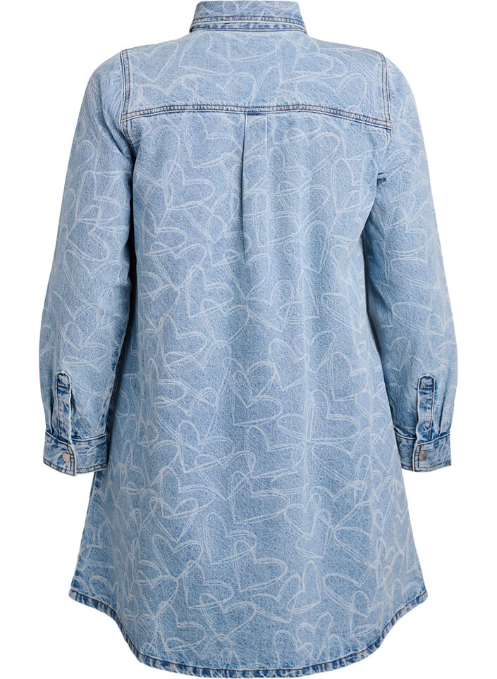 Denim dress with heart pattern, Light Blue, Packshot image number 1