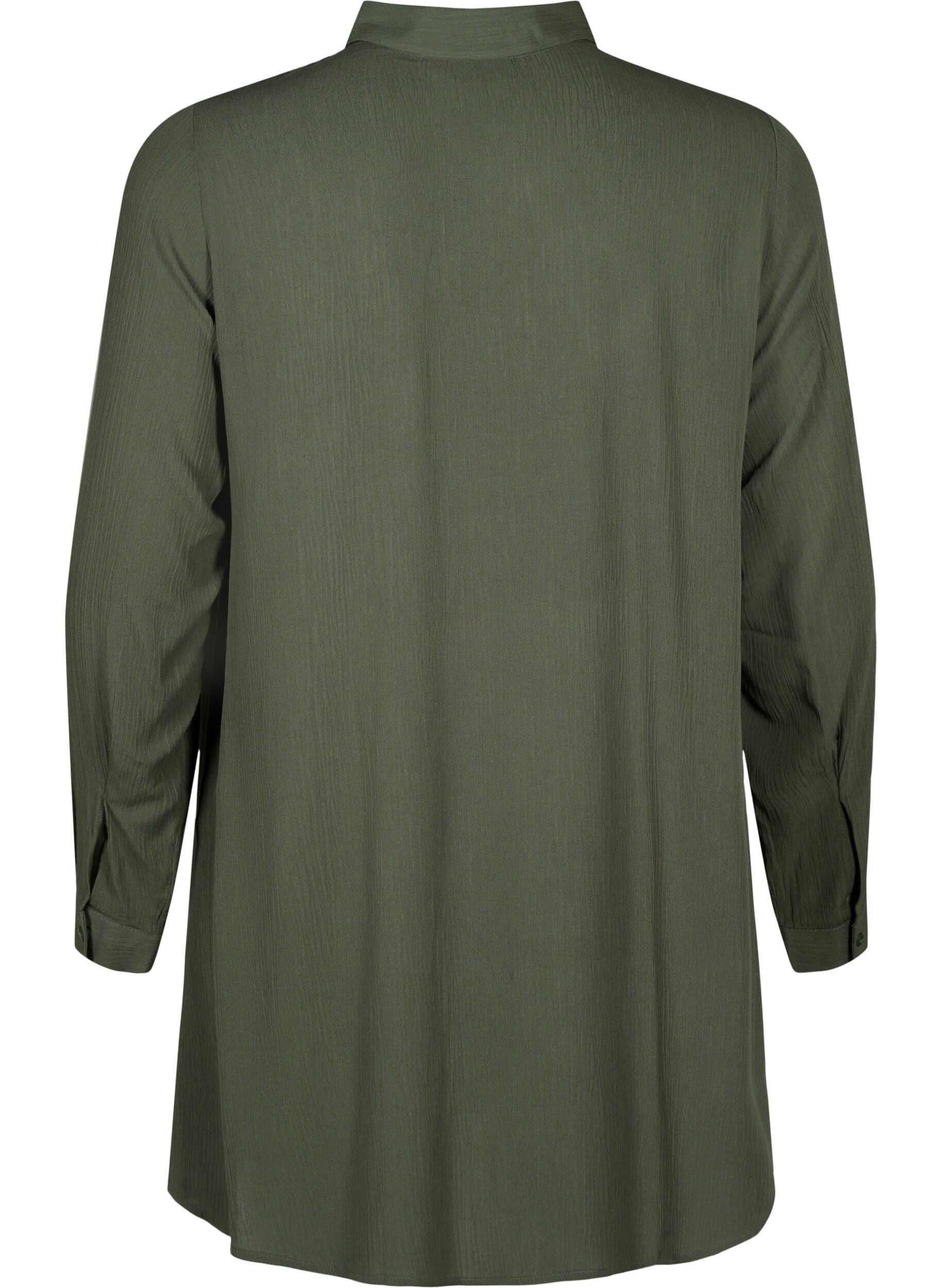 Zizzifashion Long viscose shirt with long sleeves, Green, Packshot image number 1
