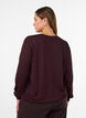 Blouse with vertical texture and glitter thread, Red, Model image number 2