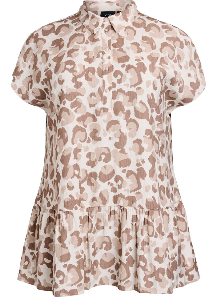 Leopard print tunic with short sleeves, White, Packshot image number 0