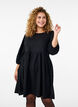 FLASH - Short dress with texture and 3/4 sleeves, Black, Model image number 0