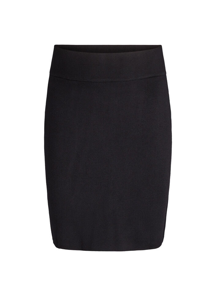 Short knit skirt with a wide waistband, Black, Packshot image number 0