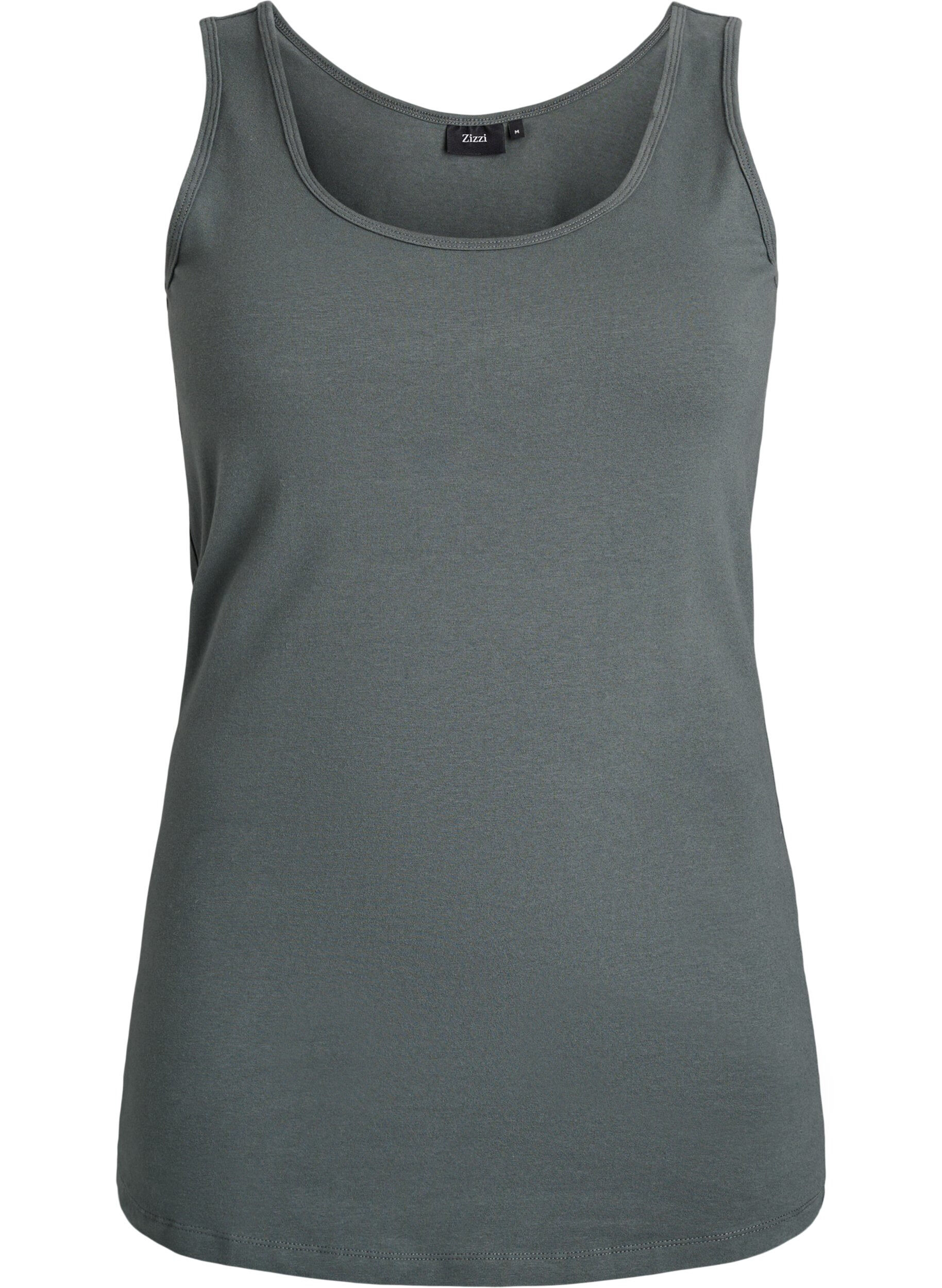 ZizzifashionSolid color basic top in cotton, Green, Packshot image number 0