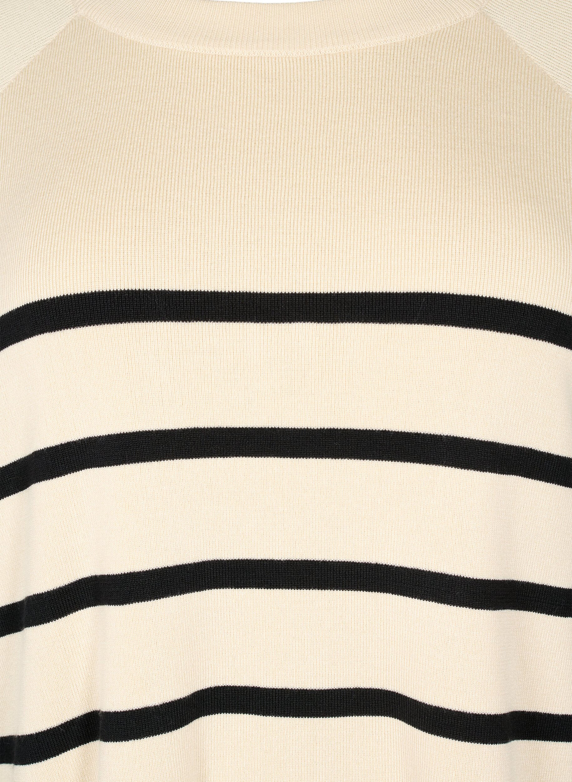 Zizzifashion Striped Viscose Sweater, Sandshell/Black S., Packshot image number 2