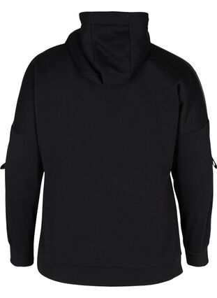 Sweatshirt with hood and zipper, Black Green, Packshot image number 1