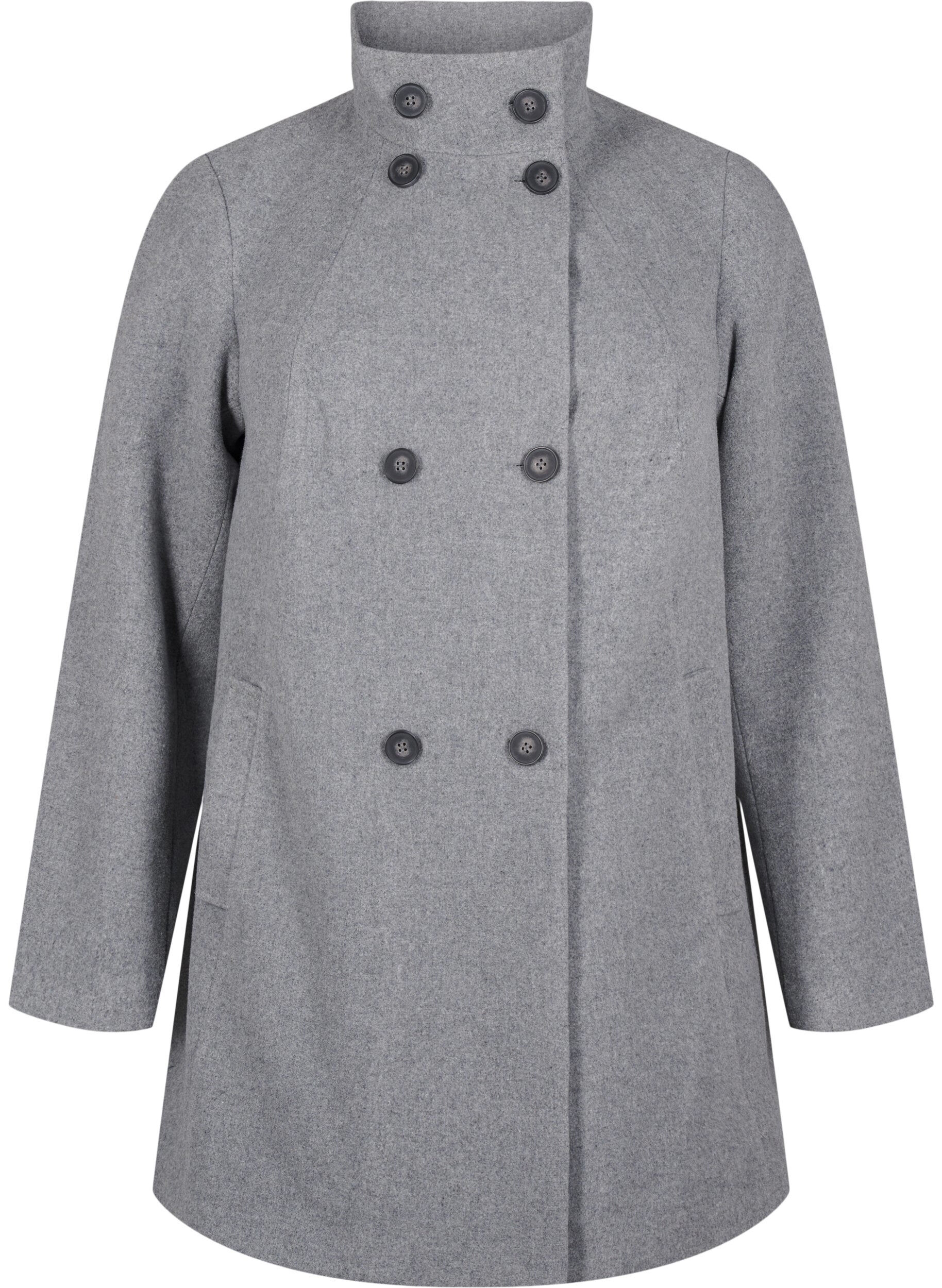 Zizzifashion Short A-line coat, Light Grey Melange, Packshot image number 0