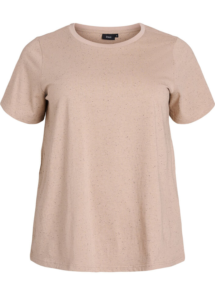 Cotton T-shirt with round neck, Beige, Packshot image number 0