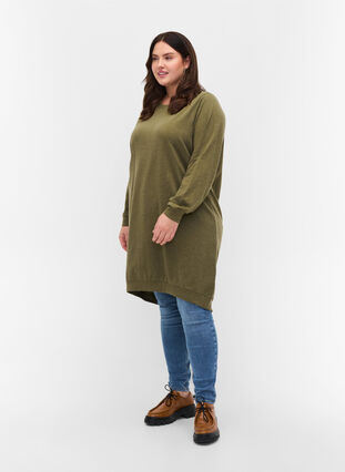 Sweater dress with long sleeves, Ivy Green Melange, Model image number 2