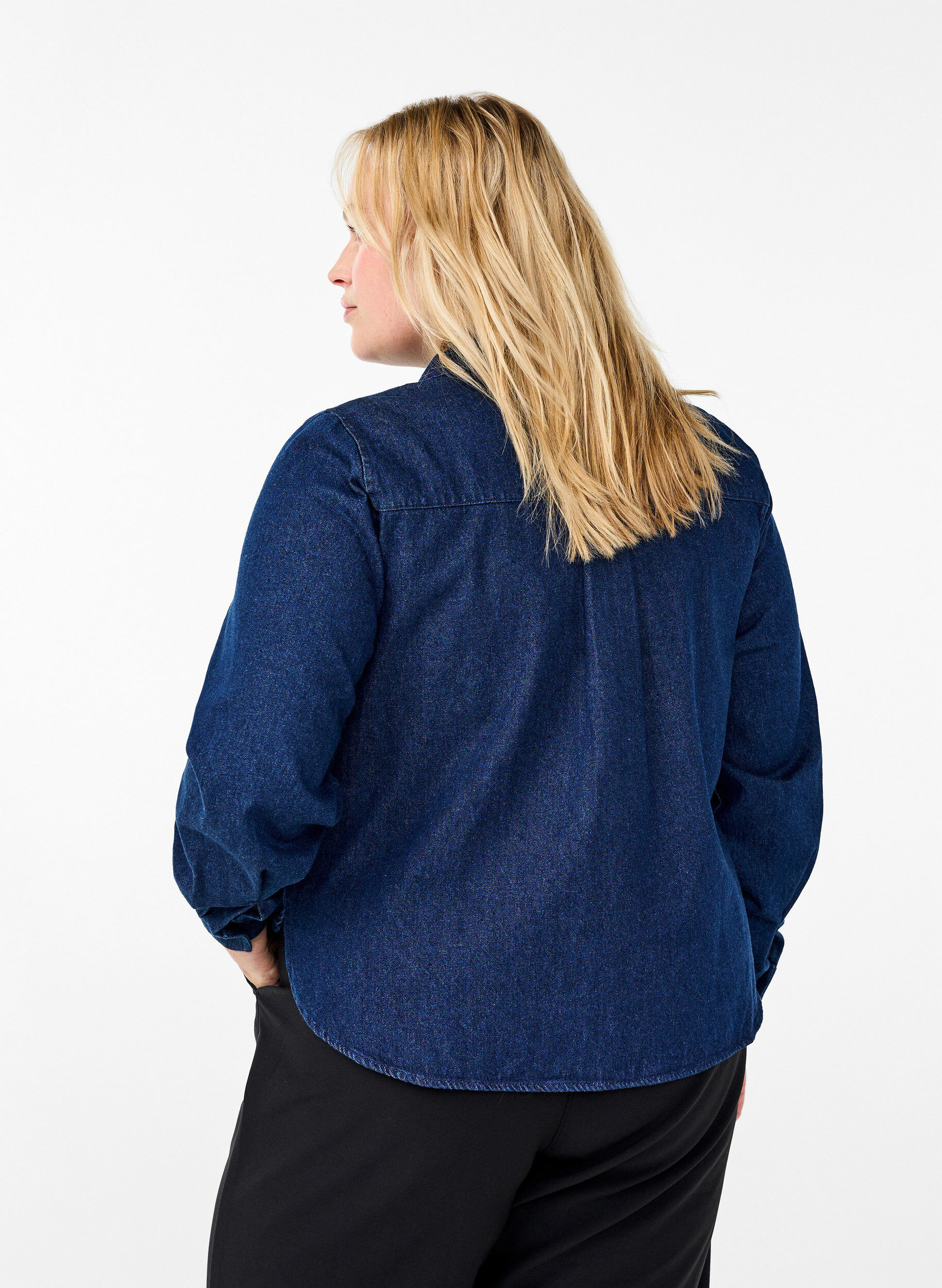 Zizzifashion Denim jacket with chest pocket, Unwashed Denim, Model image number 1