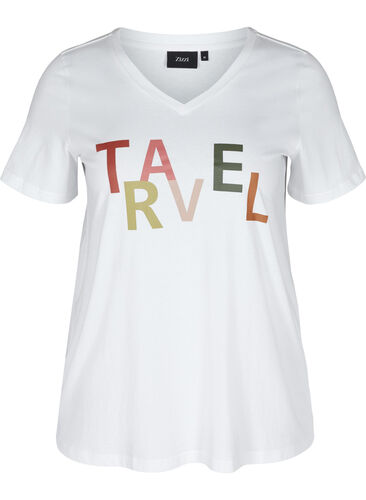 T-shirt with print, Bright White TRAVEL, Packshot image number 0