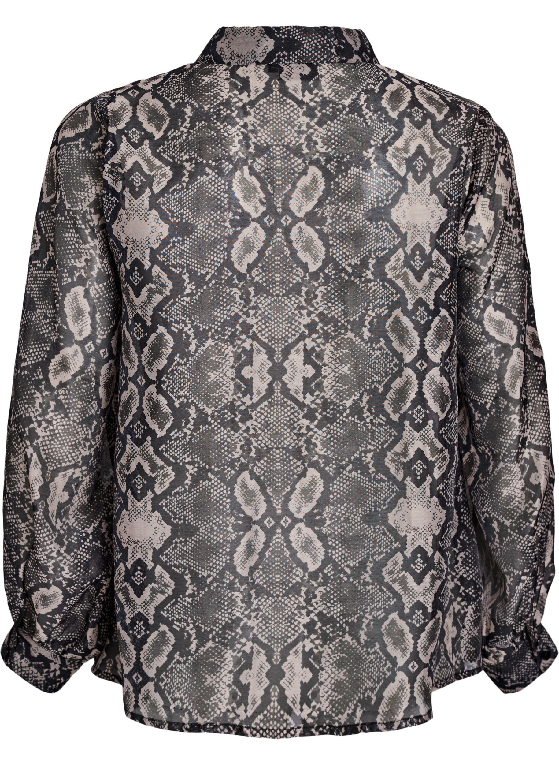 Zizzifashion Long-sleeved shirt with snake print, Dark Grey, Packshot image number 1