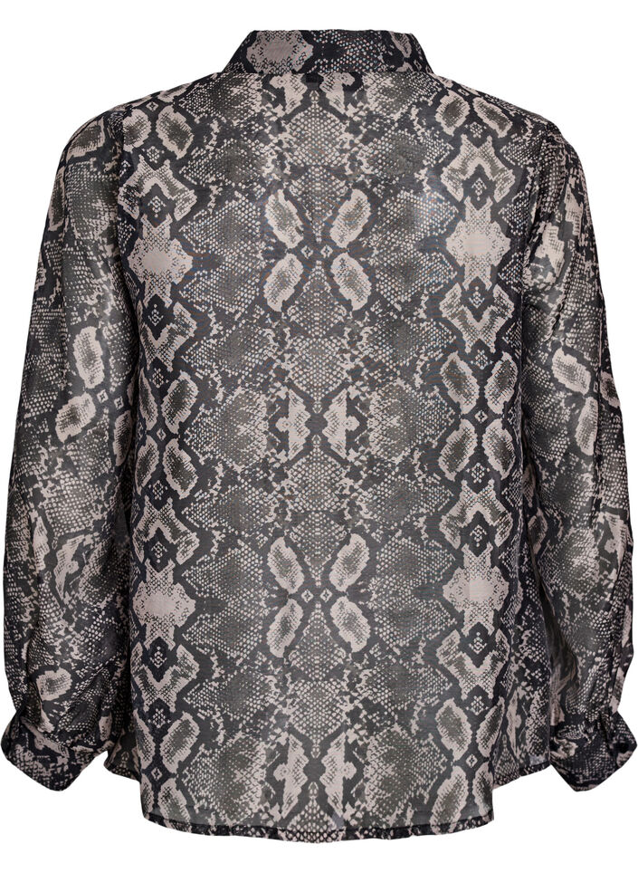 Long-sleeved shirt with snake print, Dark Grey, Packshot image number 1