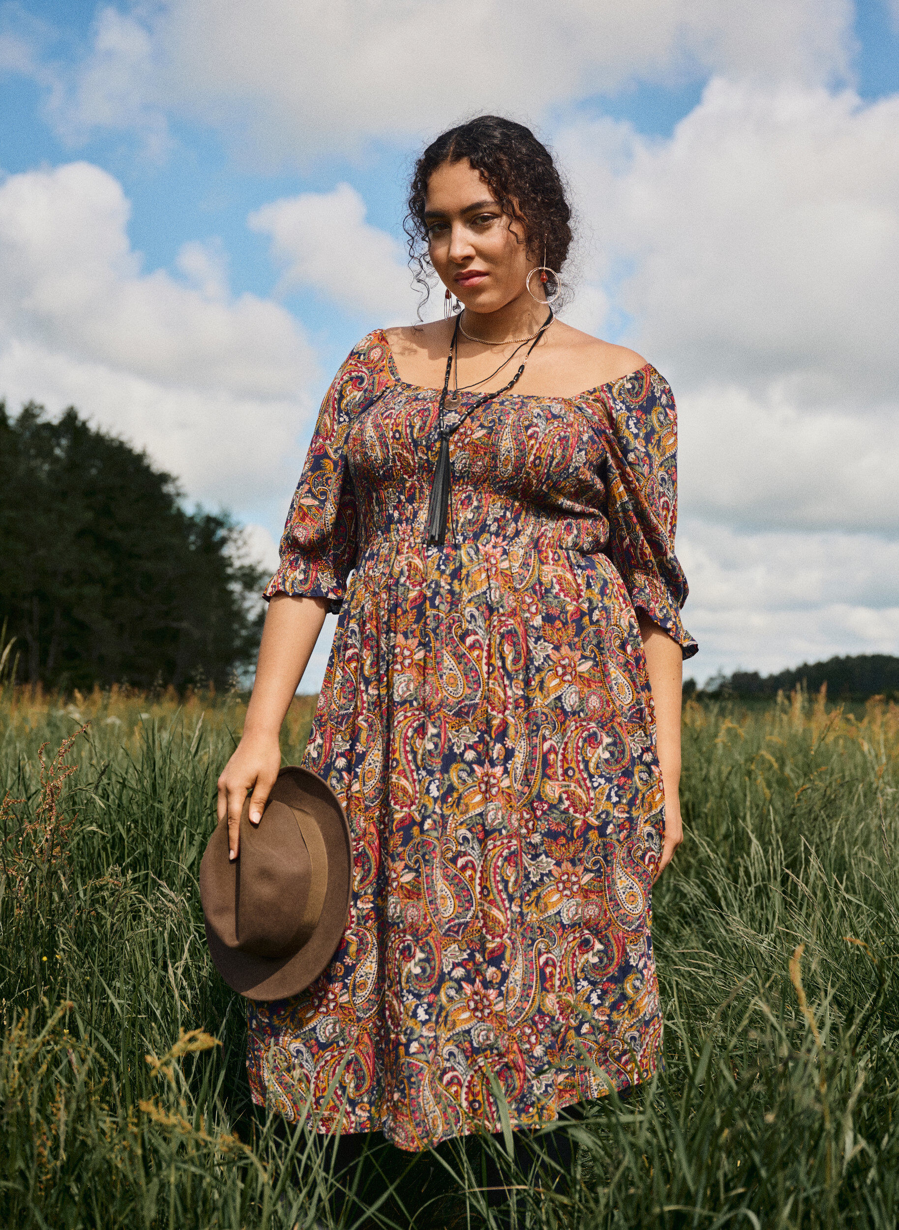 ZizzifashionSummer dress in viscose with paisley print, Blue, Image image number 0