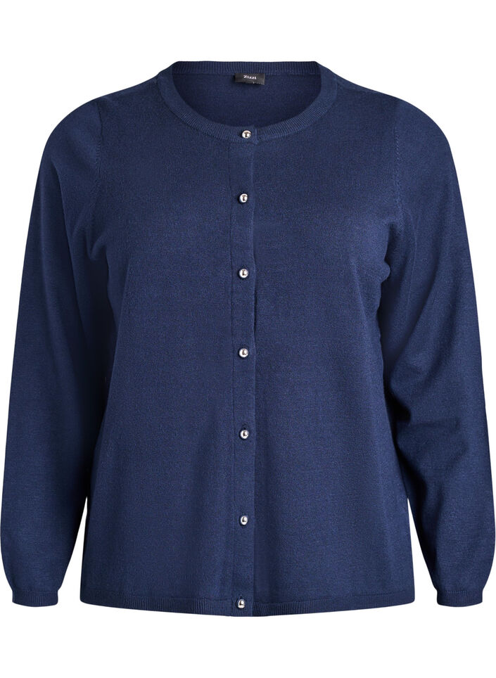 Cardigan with round buttons, Blue, Packshot image number 0