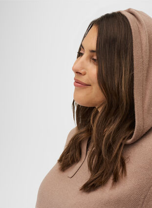 Mottled knitted sweater with hood, Iron Mel., Model image number 2