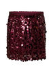 Short sequin skirt with an elasticated waistband, Dark Bordeaux, Packshot image number 0