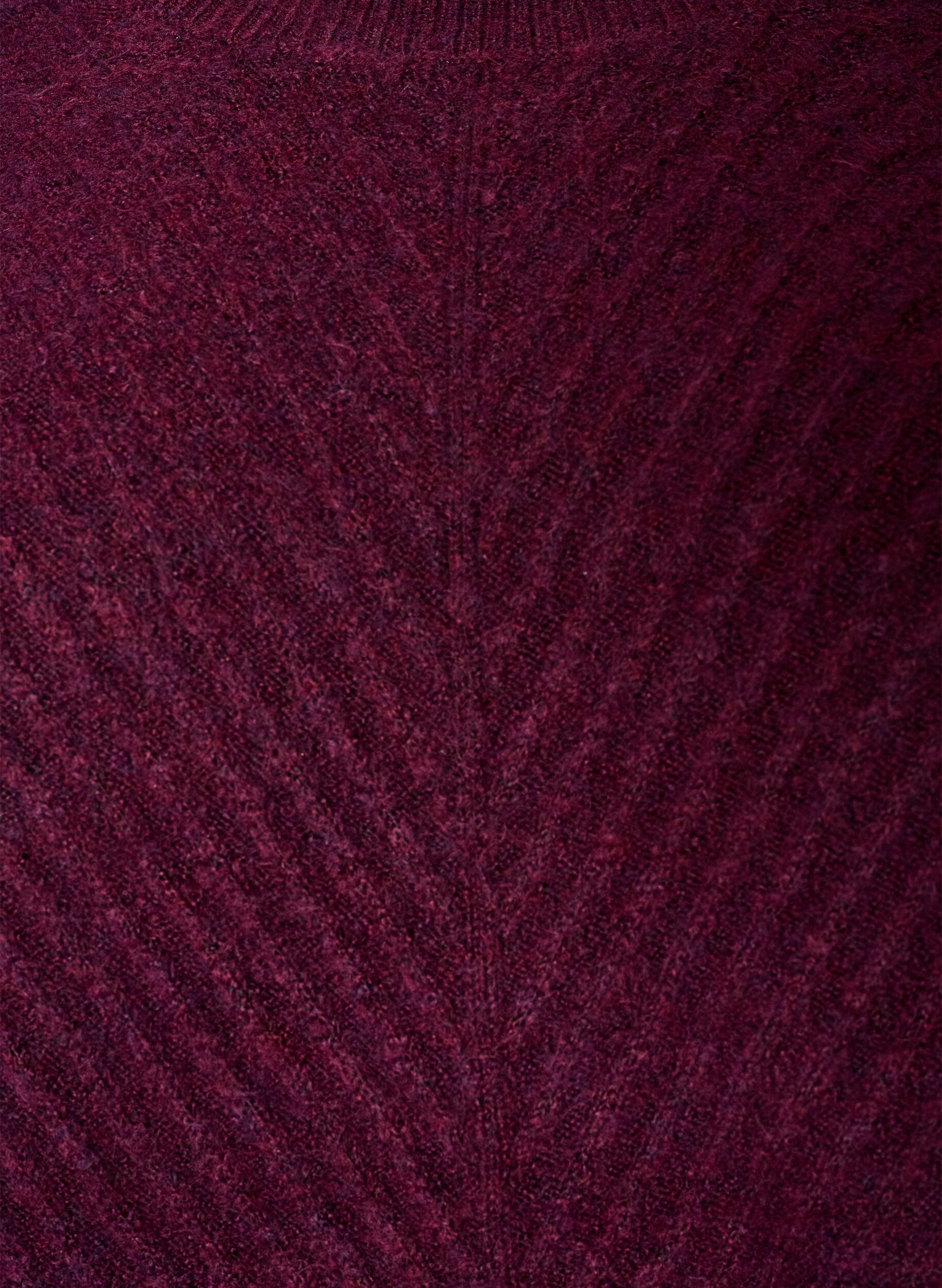 ZizzifashionKnitted blouse with V-shaped rib pattern and slits, Red, Packshot image number 2