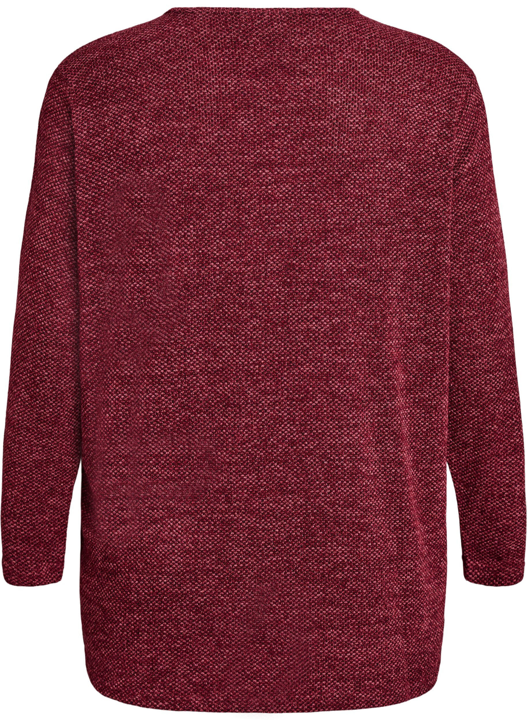 ZizzifashionLong-sleeved blouse with texture, Dark Bordeaux, Packshot image number 1