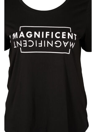 Short-sleeved printed cotton t-shirt, Black/Magnificent, Packshot image number 2