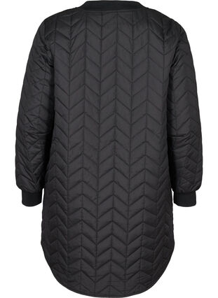 Long quilted jacket with button fastening, Black, Packshot image number 1