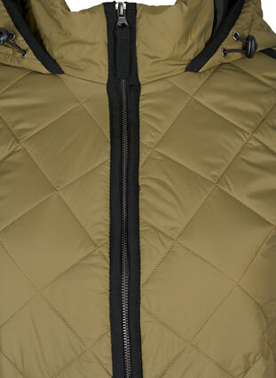 Quilted thermal jacket with hood and zipper, Forest Night, Packshot image number 2