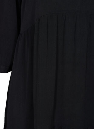 A-line viscose dress with 3/4 sleeves, Black, Packshot image number 2