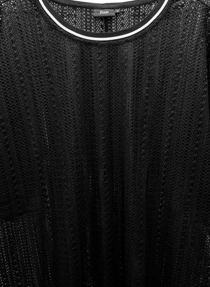 Midi dress with openwork pattern and short sleeves, Black, Packshot image number 2