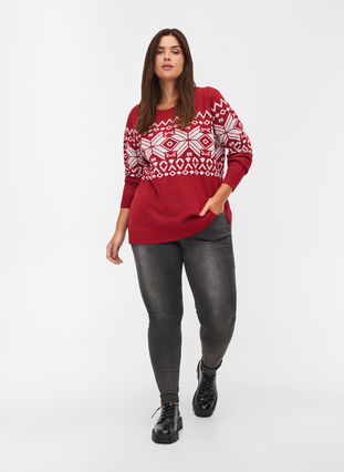 Knitted jumper with Christmas motif, Rio Red Comb, Model image number 2