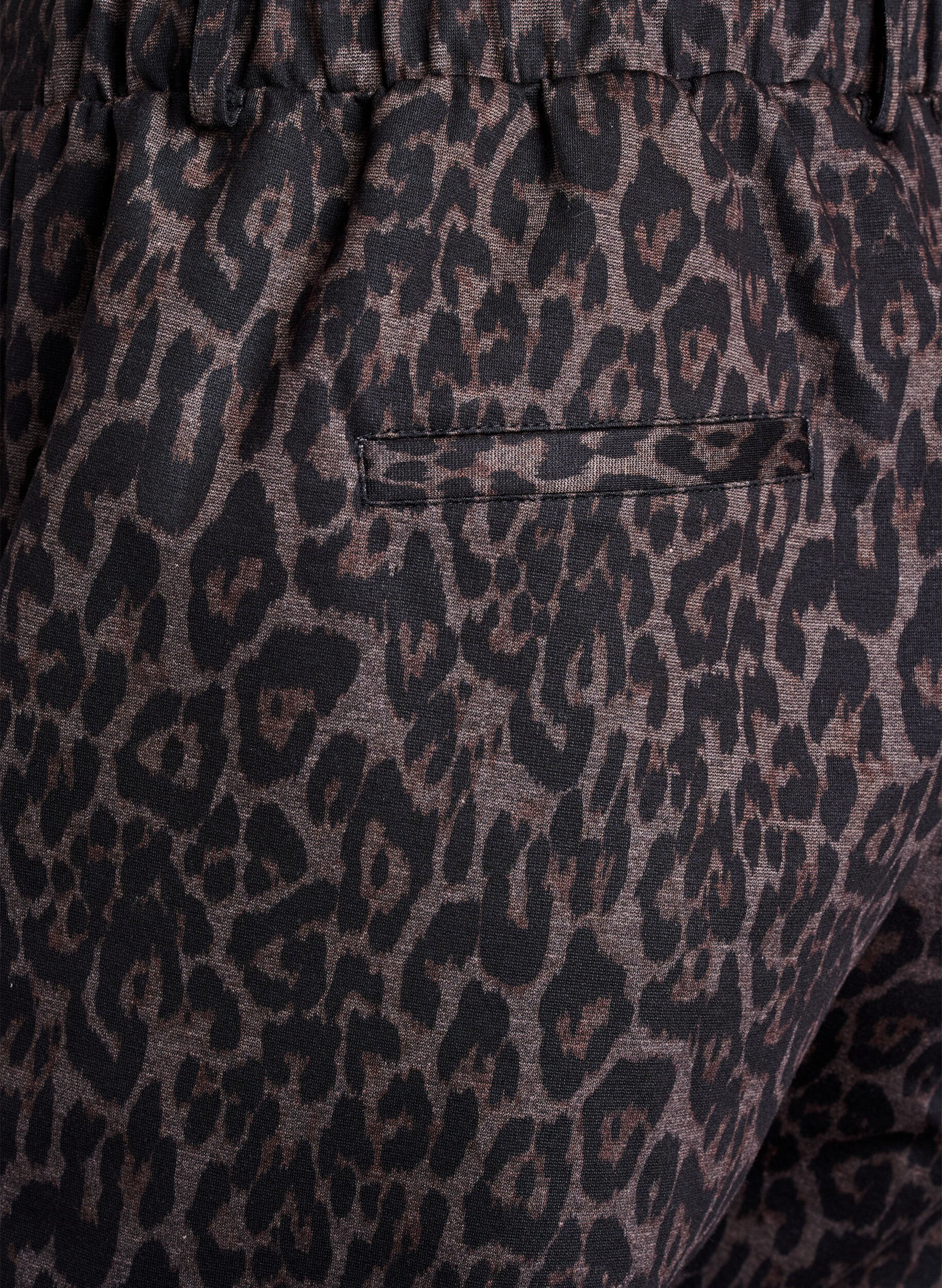 Zizzifashion Cropped trousers with leopard print, Brown, Packshot image number 3