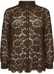Lace shirt with pearl buttons, Brown, Packshot image number 0
