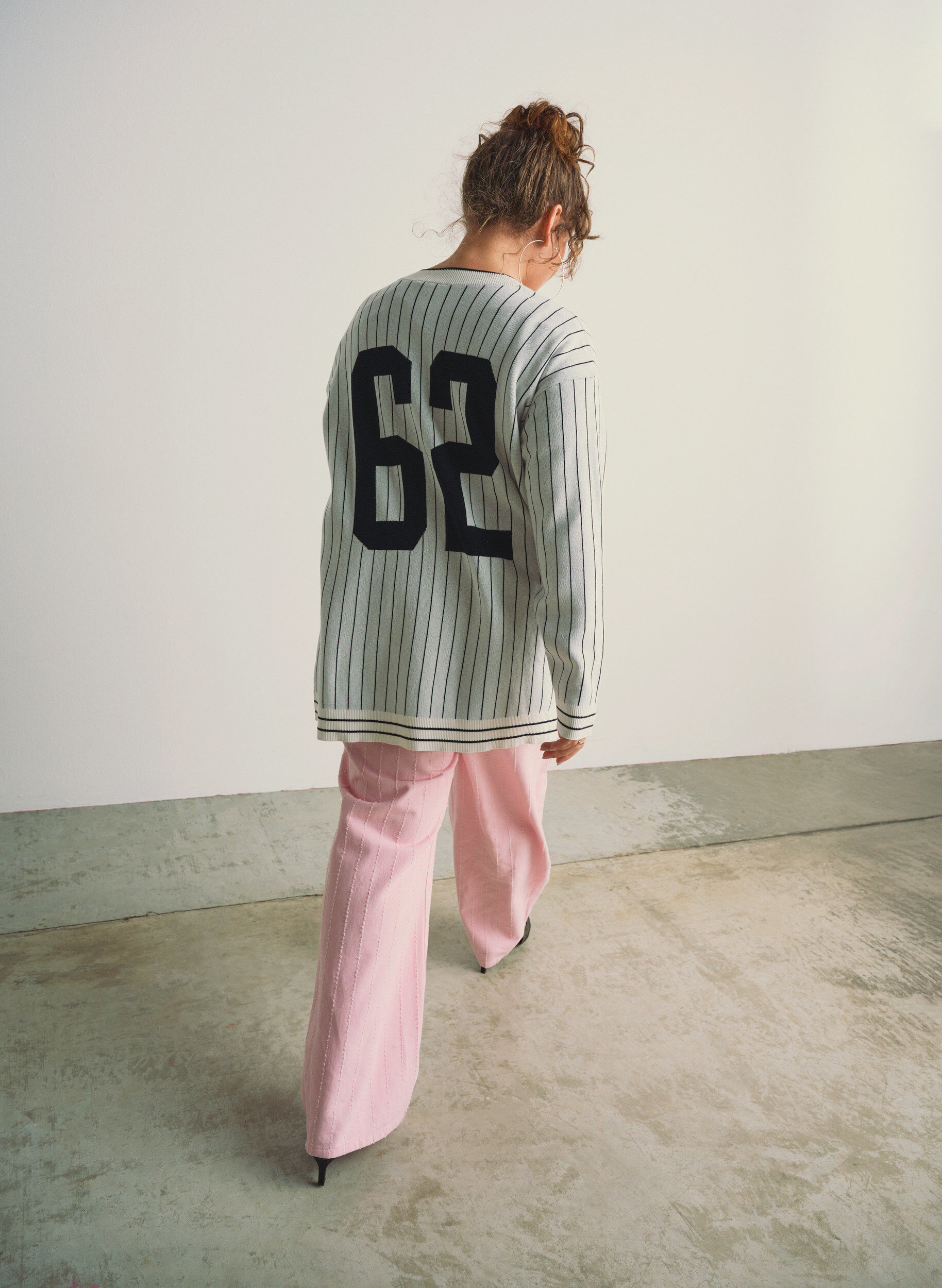 Zizzifashion Knitted cardigan with stripes and a back motif, White, Image image number 0