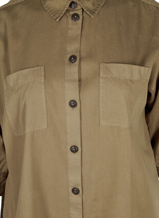 Long sturdy shirt with chest pockets, Kaki Green, Packshot image number 2