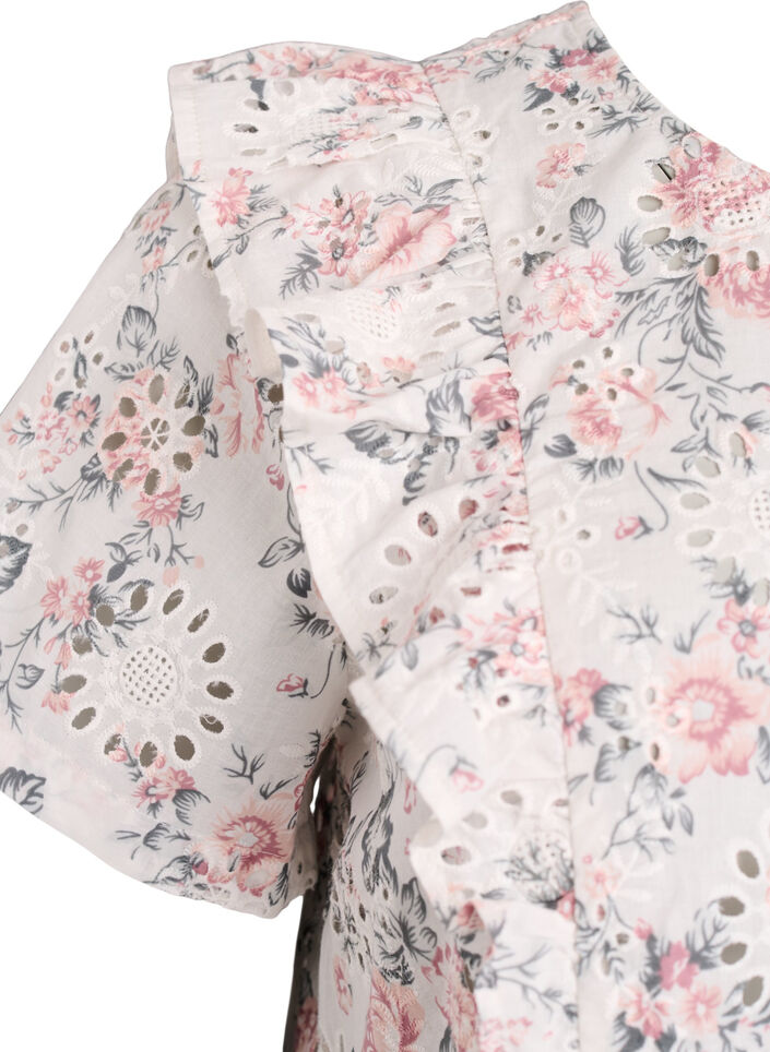 Cotton blouse with broderie anglaise and ruffles, Red, Packshot image number 3