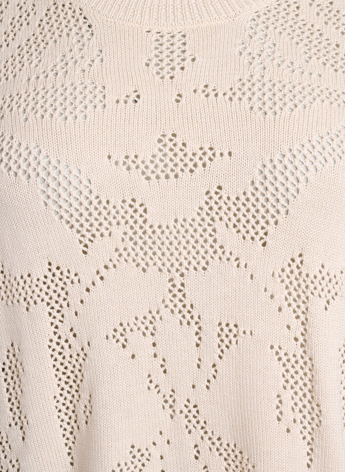 Knit blouse with an openwork pattern and 3/4 sleeves, Birch, Packshot image number 2